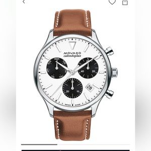 Men's Movado Heritage Cognac Brown
Genuine Leather Strap Watch 43mm